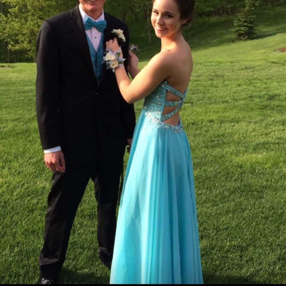 light blue prom dress/long formal dress